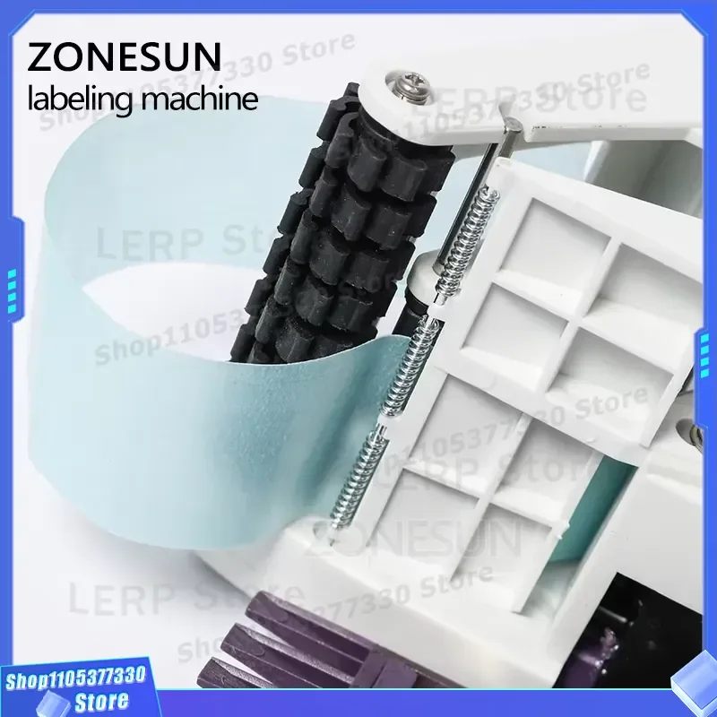 ZONESUN Handheld Manual Round Bottle Labeling Machine Self Adhesive Sticker Applicator for Top Side Cap Packaging Price