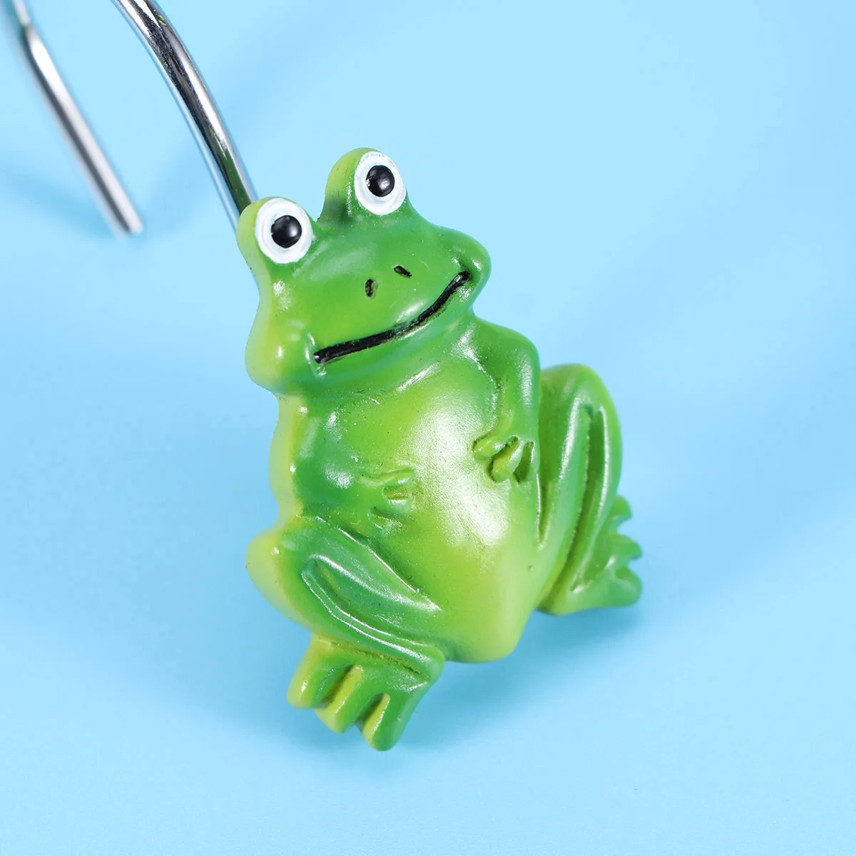 

12pcs Bathroom Shower Curtain Hooks Resin Metal Hangers Rustproof Smooth Gliding Home Decor Accessories (Green)