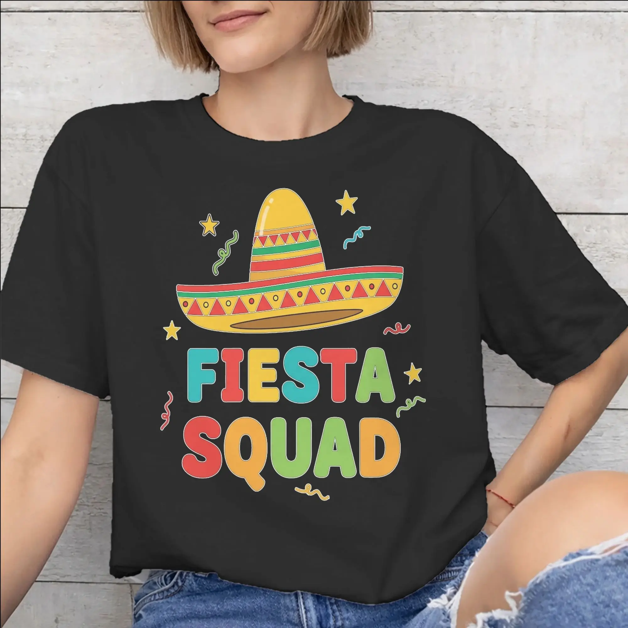 Fiesta Squad Cinco De Mayo Tee Shirt for Men Women Graphic T Shirts  100% Cotton Clothing