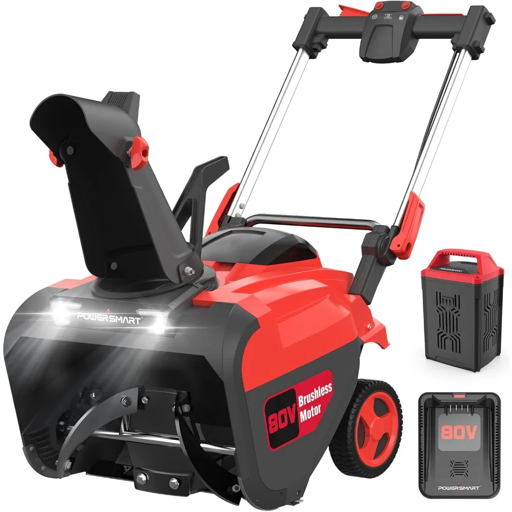 PowerSmart 80V MAX Cordless Snow Blower, 21-Inch Single Stage with 6.0Ah Battery and Charger (DB2801RB)