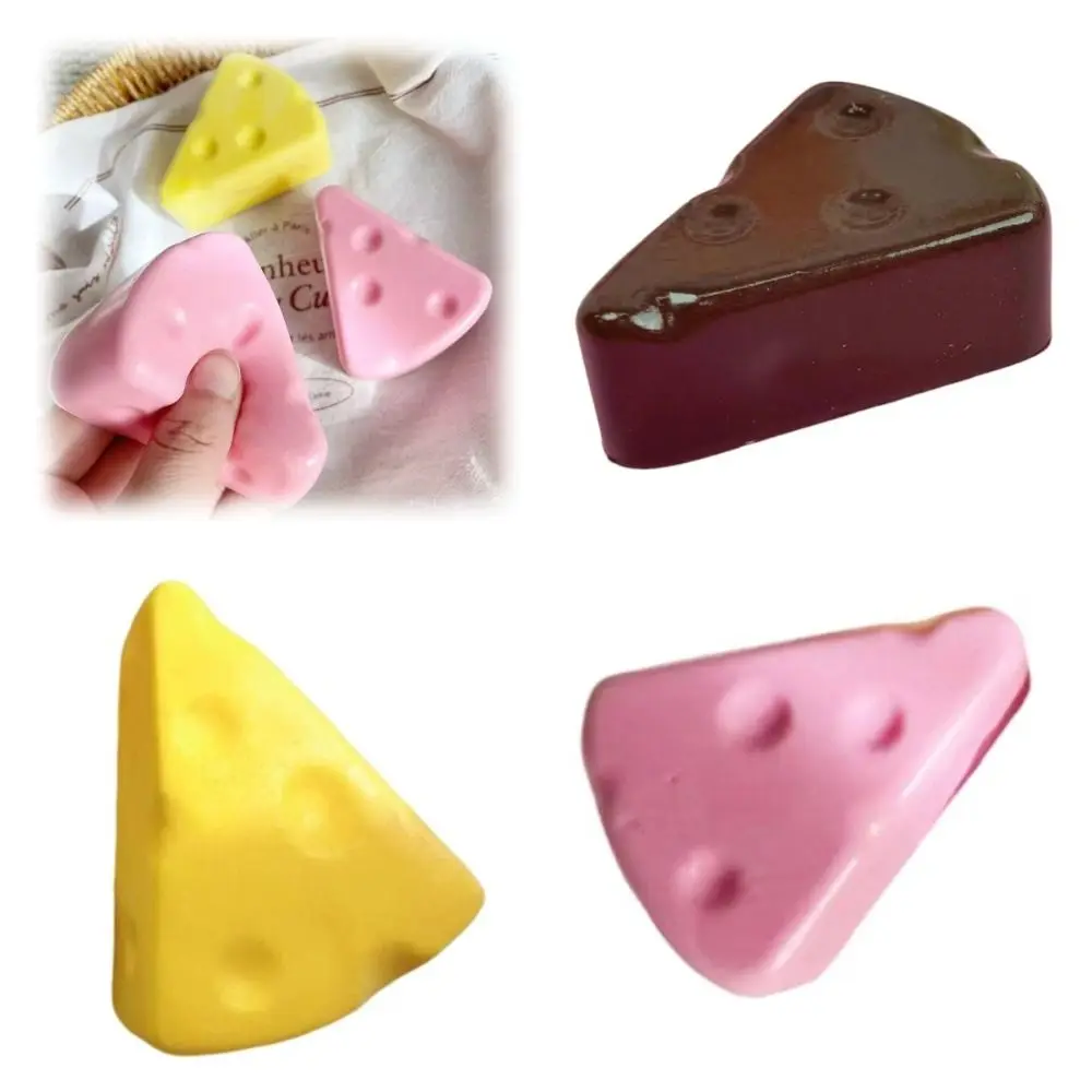 Triangle Cheese Squeezed Cube Realistic Super Soft Cheese Squishy Comfortable Elastic Cheese Stress Ball Home Decoration