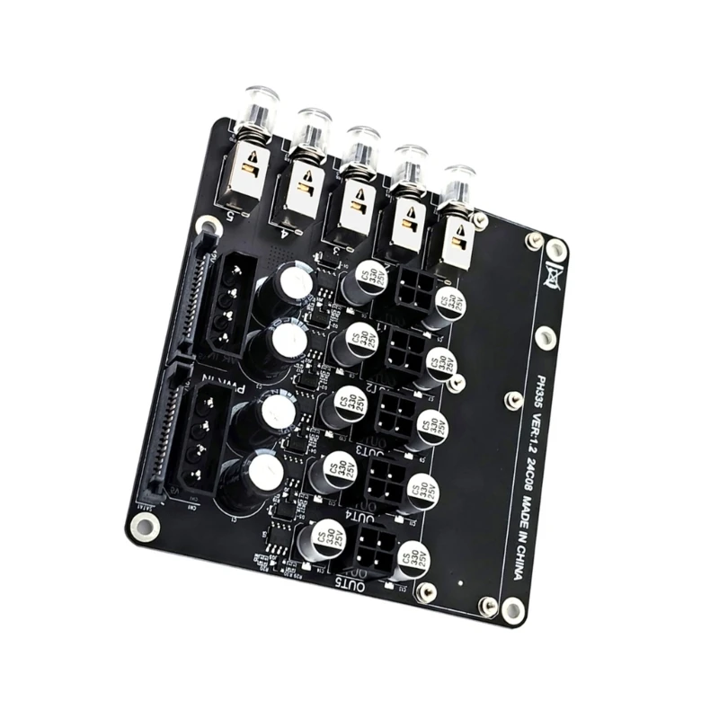 2x 4Pin to 4Pin 5/12V Power Distribution Switching with Hard Disk Drive Slots for Efficient Systems Management Module Adapter
