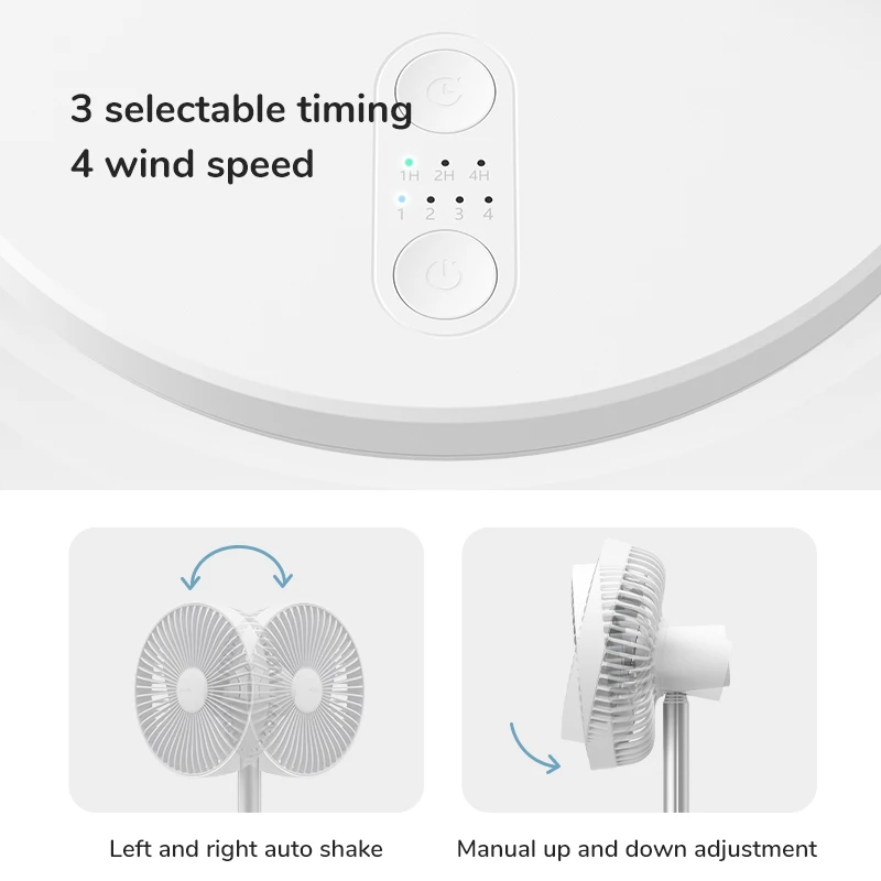 JISULIFE Desk Fan 8000mAh Portable Rechargeable Fan 5 Speeds Silent Table Fan for Home Office Mini Ventilador Portatil Fans