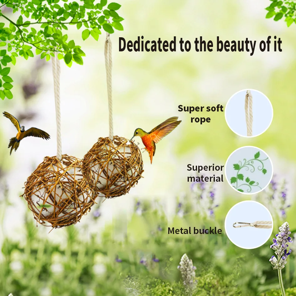 1pc Parrot Hanging Chewing Toys with Natural Rattan Ball Shred Foraging Toy for Small Medium Birds for Budgie Cockatiel Cage