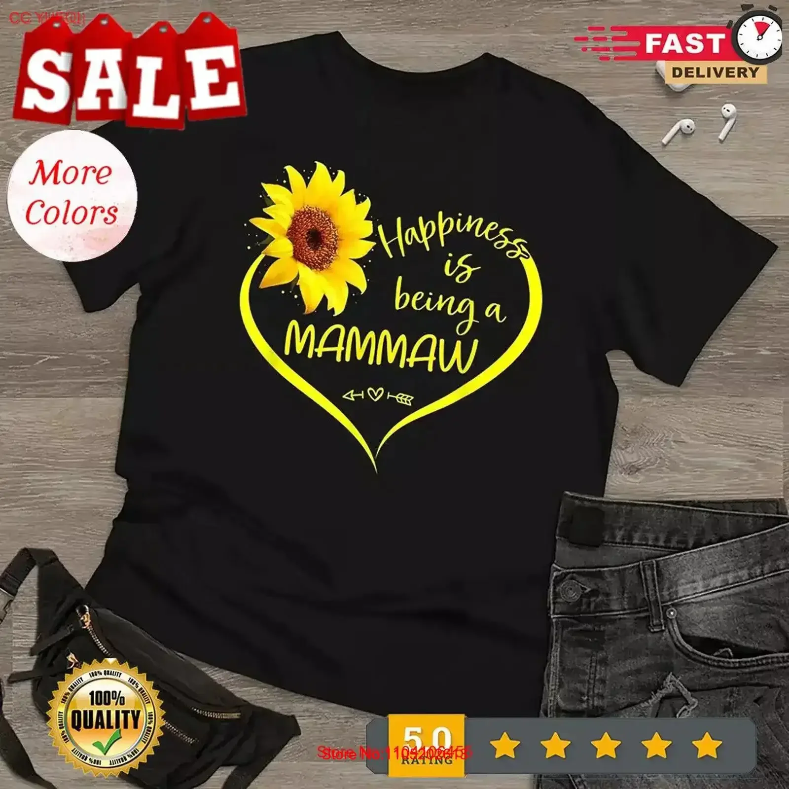 

Happiness Is Being A Mammaw Sunflower Mothers Day T Shirt NEW vintage Washed designer clothes Stylish Breathable fashion