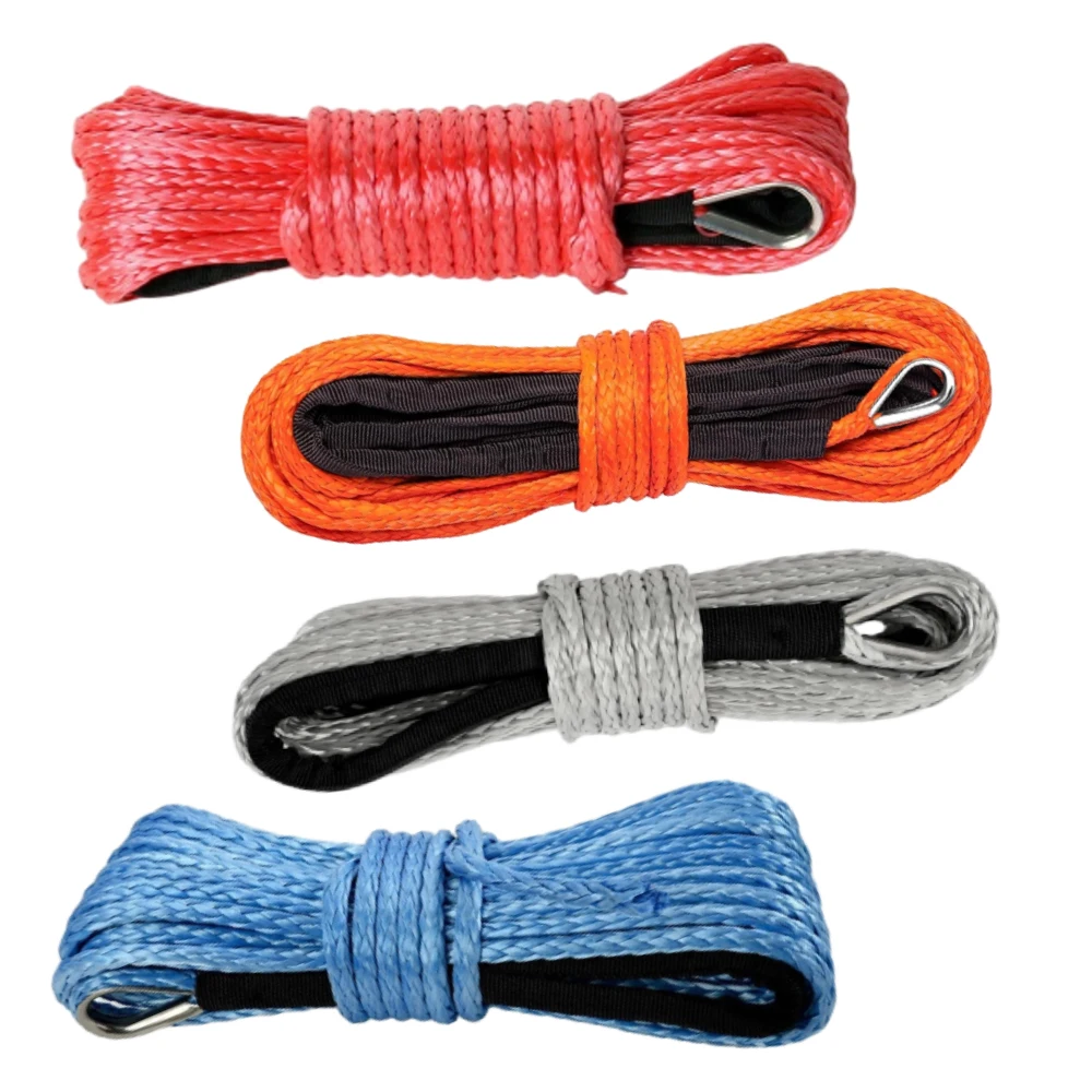 Câble de récupération de ligne de treuil synthétique pour voiture, manchon noir, ULde remorquage pour camion SUV et bateau versirl, 15m, 4.8mm, 6mm, 10000lb