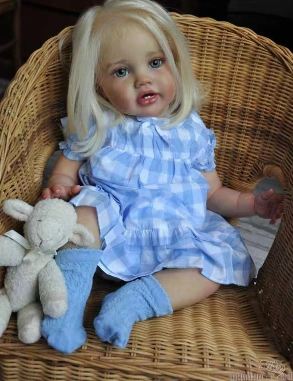 NPK 24Inch Huge Baby Toddler Reborn Lottie Princess Girl Realistic Doll Unfinished Doll Parts included Cloth body and Eyes