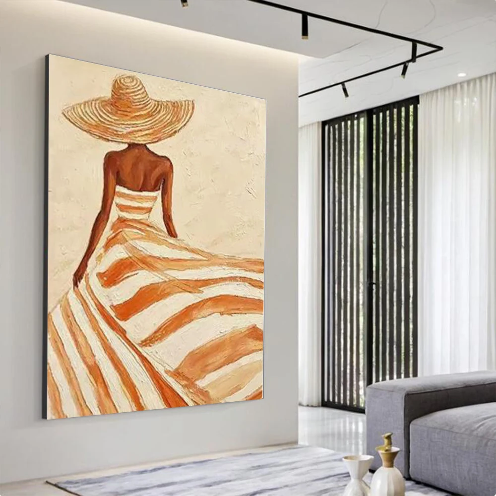 Large Mural Abstract Oil Painting 100% Handmade Thick Textured Figure Wall Art Picture Mural for Home Living Room Decor Image