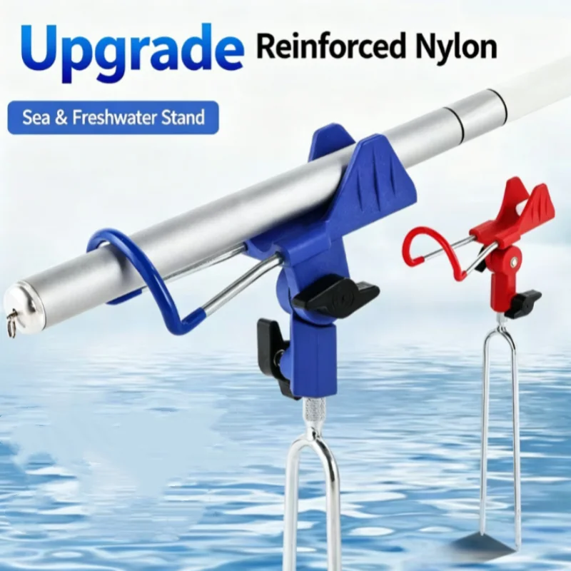 Portable Foldable Fishing Rod Holder 360 Degree Adjustable Heavy Duty Stand With Ground Spike For Bank And Catfishing Rust-Proof