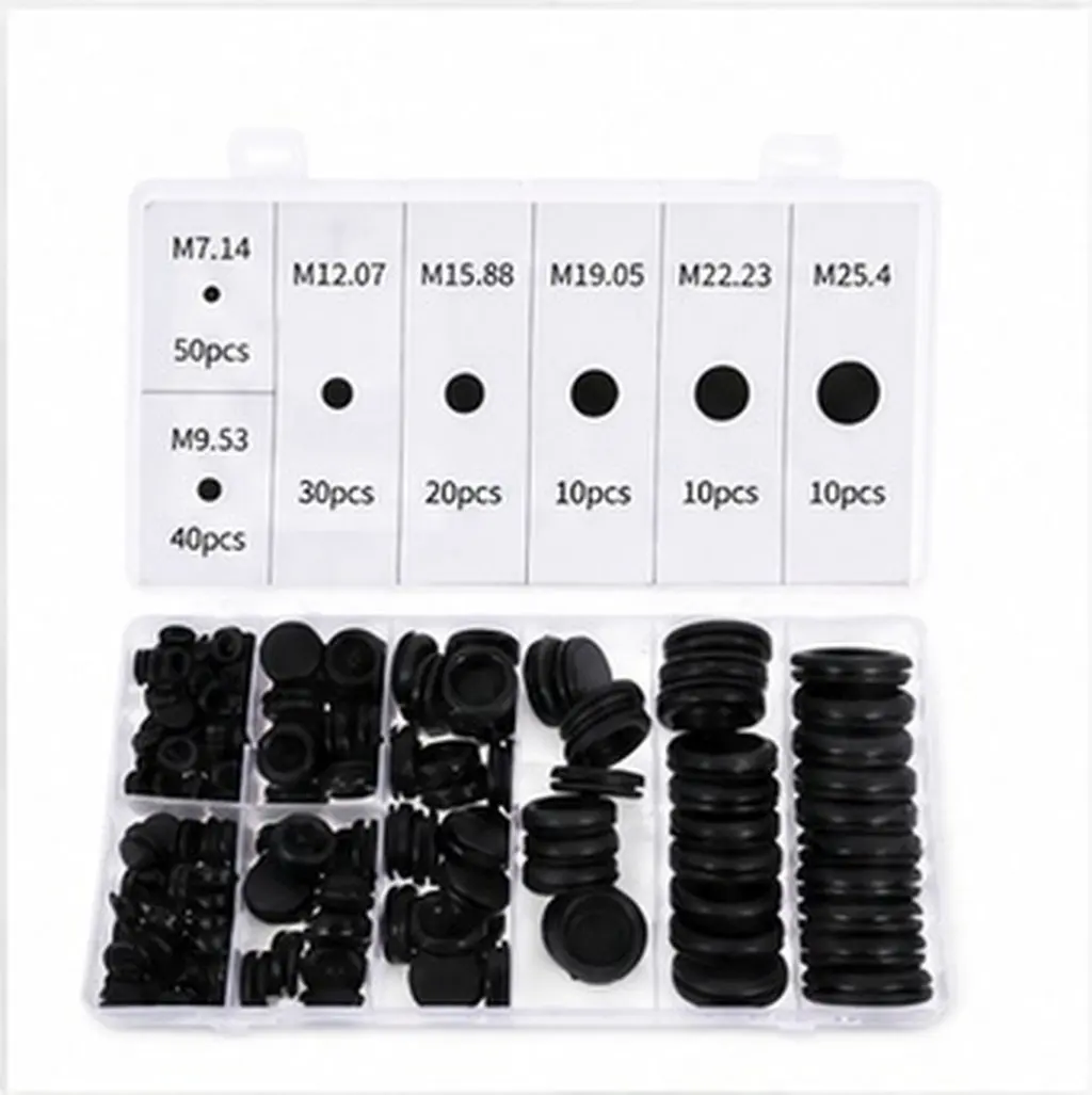 1 Set Rubber Grommet Assortment 2 Boxes Grid Wire Protection Firewall Gasket Kit Hole Plugs Automotive Plumbing Rubber Gasket