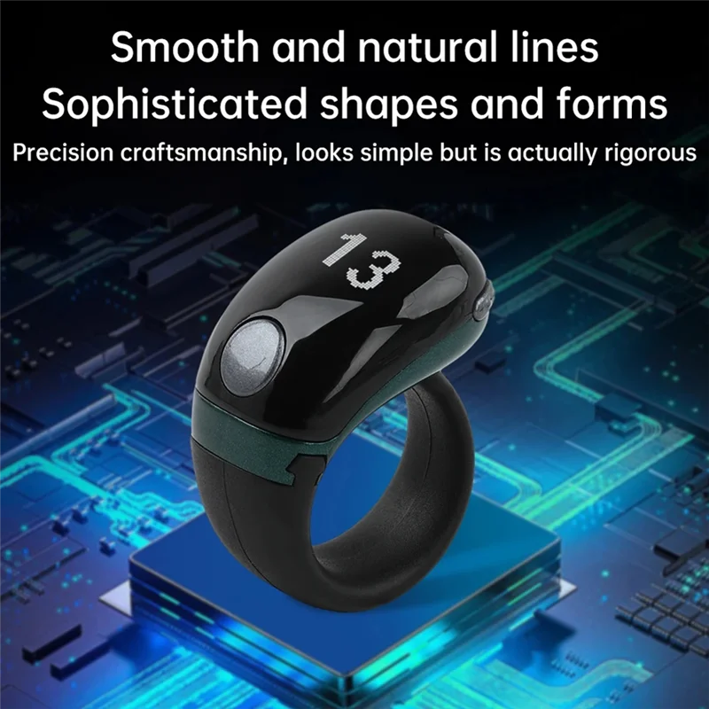 

AT82-LCD Electronic Digital Tally Counter Smart Ring Point Marker Row Finger Counter Type-C Charging Ring Holder Mini Counter