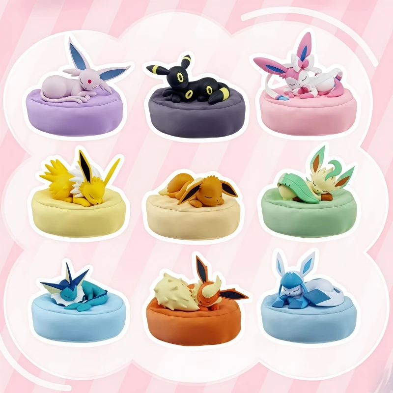 Neue Original Eeveelution Schlafpositionen-Serie Blind Box Eevee Anime-Figuren Sylveon Espeon Umbreon Merchandise Geschenkspielzeug