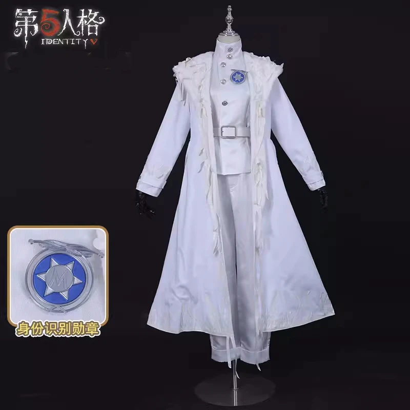 

Composer Cosplay Game Identity V Frederick Kreiburg Cosplay Anime Men White Uniform Role Play Clothing Halloween Party Suit