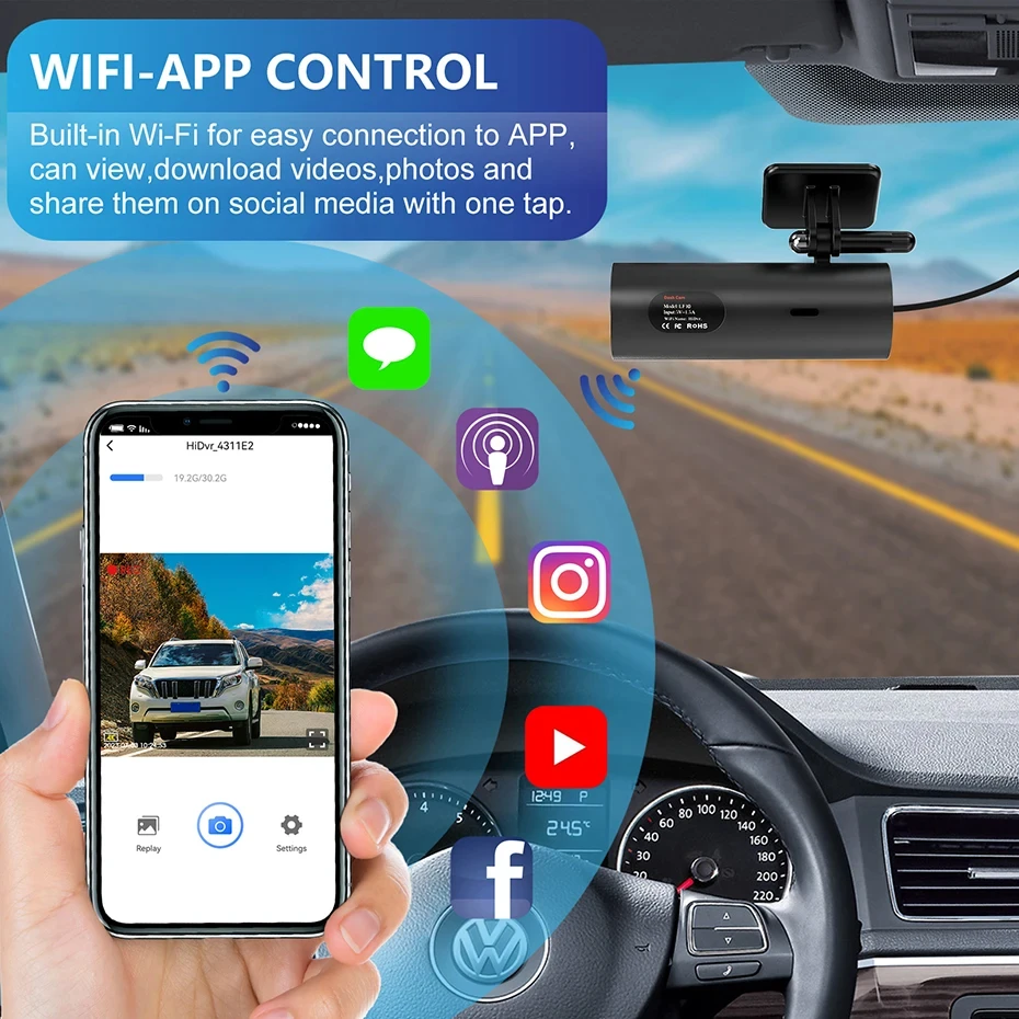 HD 4K 2160P WiFi Car DVR Dash Cam Camera 2K 1296P 24H Parking Monitor APP Control Car Driving Video Recorder for All Cars