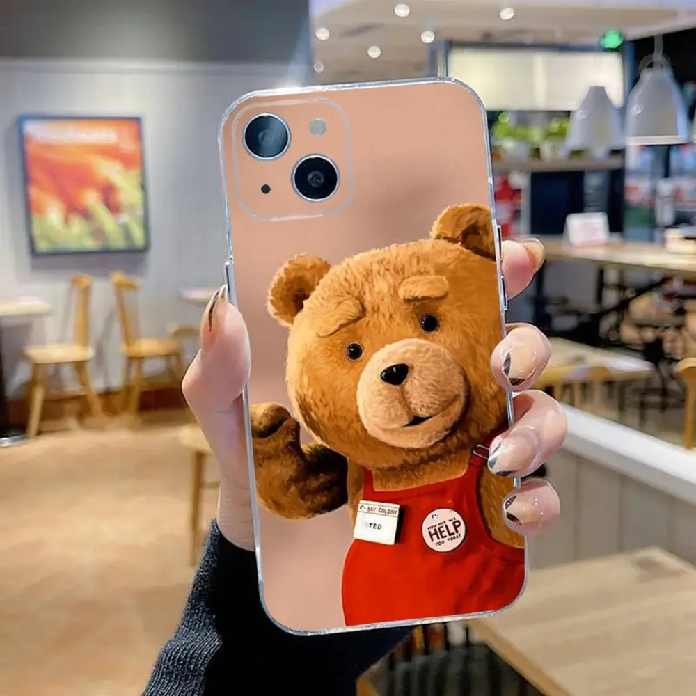 Cute T-Teds Bear Phone Case For iPhone 15,14,13,12,11 Plus,Pro,Max,XR,XS,X,7,8 Plus,SE,Mini Transparent Silicone Soft