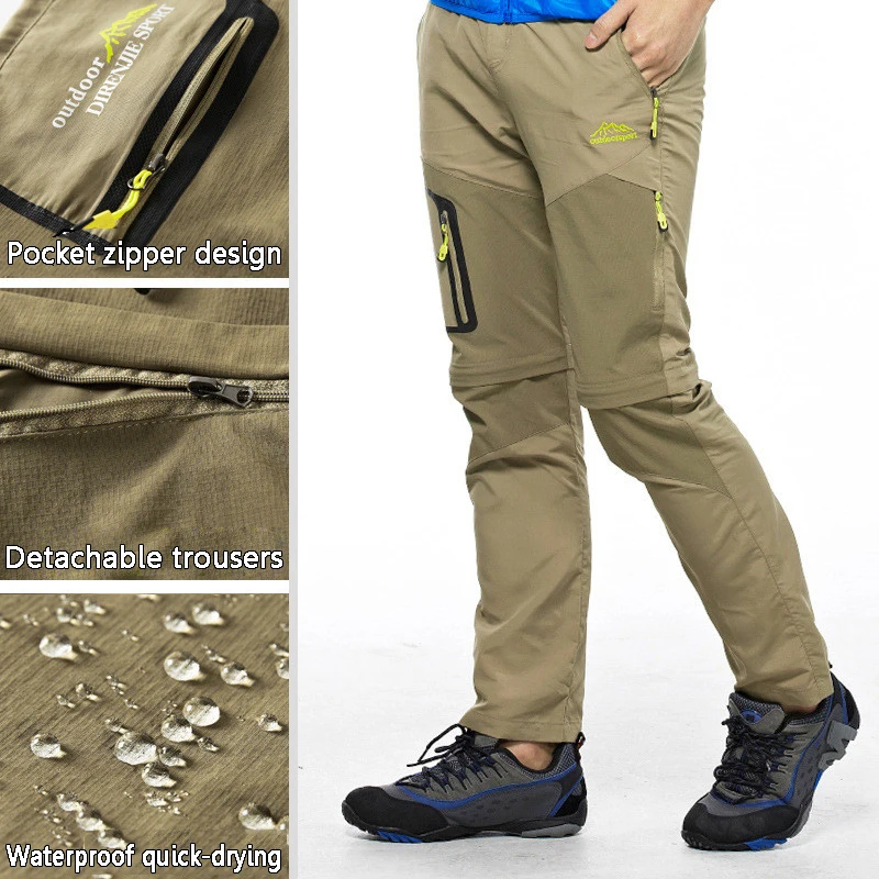 Pantalones de Trekking para hombre, pantalón de secado rápido transpirable para acampar, pantalones cortos extraíbles para senderismo, caza y pesca, cinturón gratis