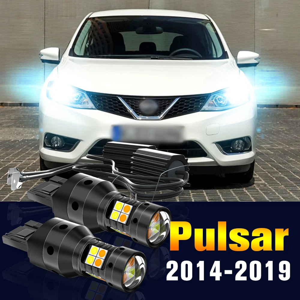 

2pcs LED Dual Mode Turn Signal+Daytime Running Light DRL Lamp For Nissan Pulsar C13 2014-2019 2015 2016 2017 2018 Accessories