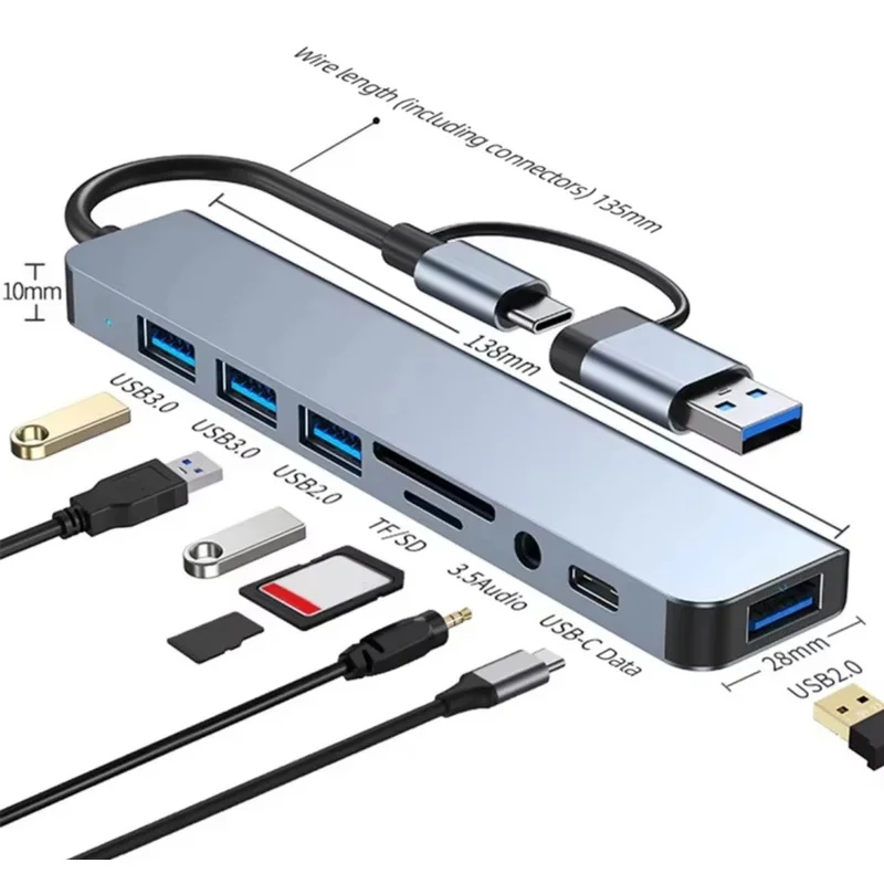 YY+USB C Laptop Docking Station for Laptop 8 in 1 USB C Hub Multiport Adapter