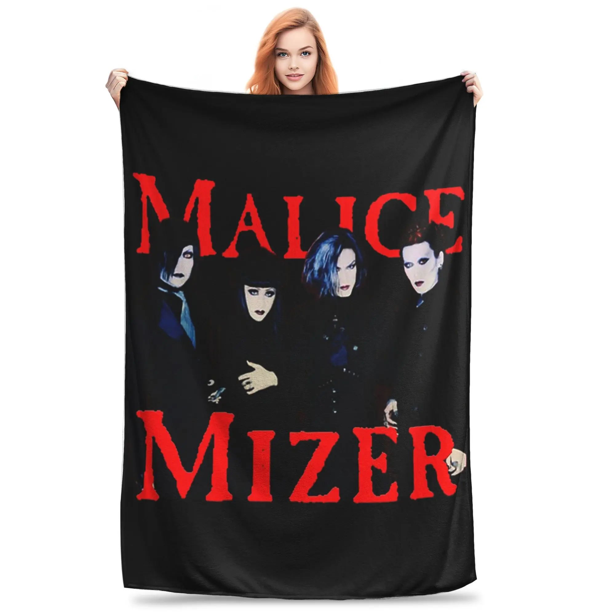 Flannel Throw Blanket Malice Mizer Visual Kei Japanese Band Members Mana Gackt Kami Közi Blankets Soft Bedding for Living Couch