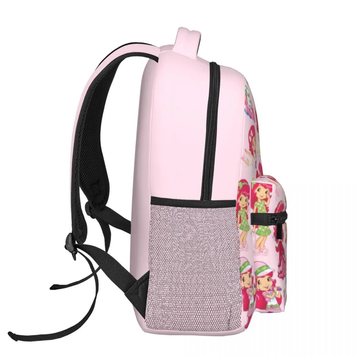 Mochila escolar de dibujos animados para niños y niñas, bolso de dos hombros, rosa, fresa, pastel corto, 16 pulgadas