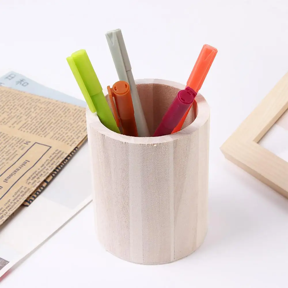 Multifunctional Fashion Pencil Container Stationery Desk Accessories Office Storage Box Pen Holder Wooden Pencil Holders
