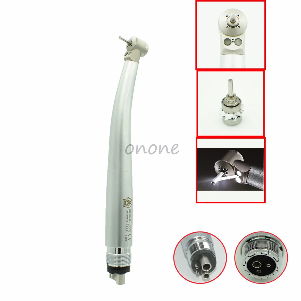 Dental LED High Speed Handpiece Mini Head Dental Air Turbine with Double LED Single Water Spray Children 2/4Holes B2/M4