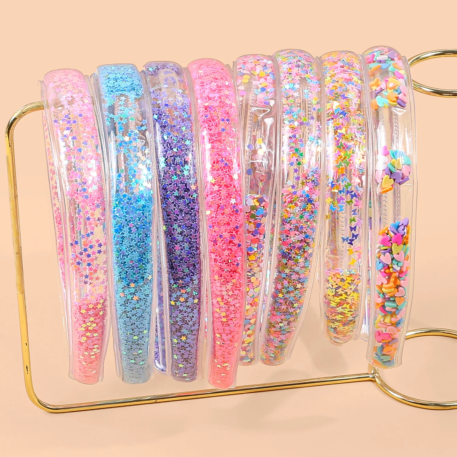 

4/8pcs Transparent Quicksand Headbands For Kids Girls Fashion Glitter Sequin Teeth Hairbands Bezel Hair Hoops Hair Accessorie