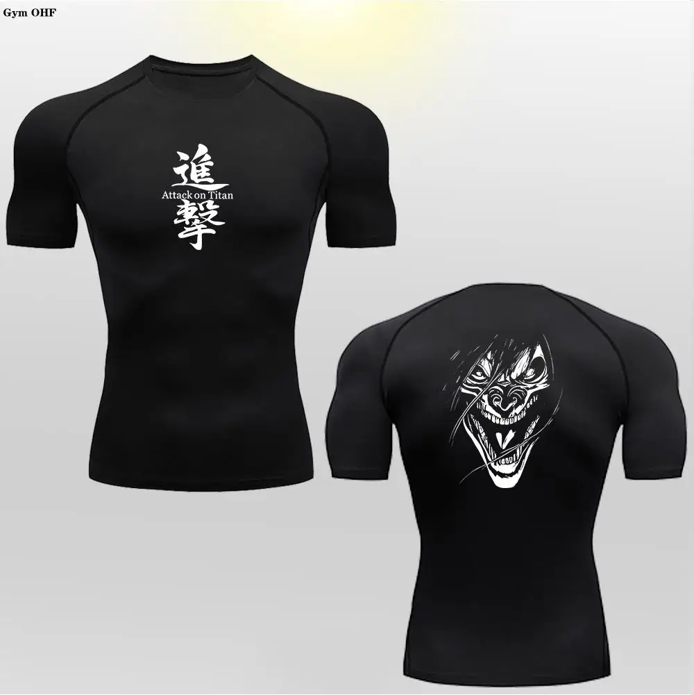

Anime Graphic Compression Shirts For Men Gym Workout Rash Guard Fitness Undershirts Base Layer Quick Dry Athletic T Shirt Mens
