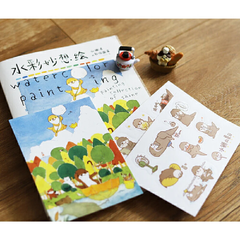 Wonderful Watercolor Painting Cute Otters Color Drawing Collection Book Animal Food Nature Art Painting Tutorial Book