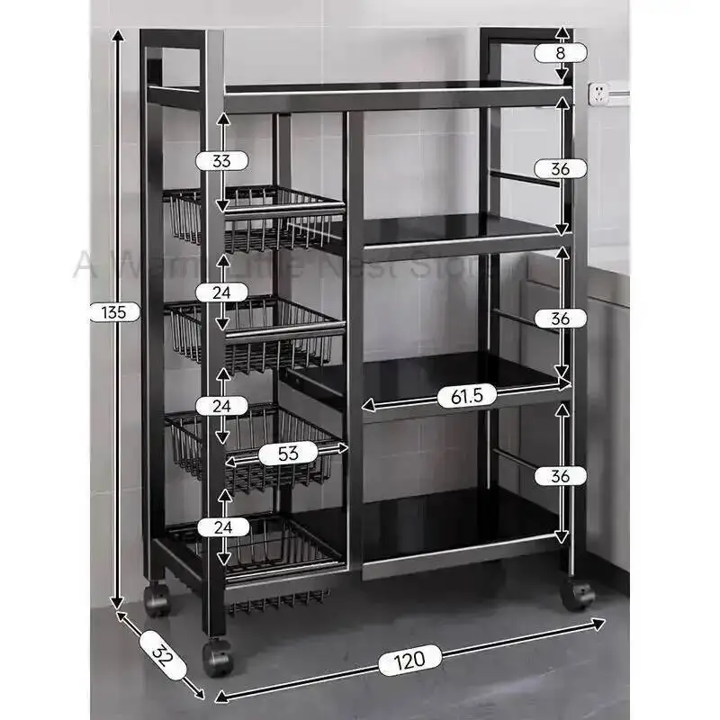 Multi-layer Trolley for Balcony Light European Luxury One-piece Trolley Cart with Wheels Metal Creative Hand Cart for Home