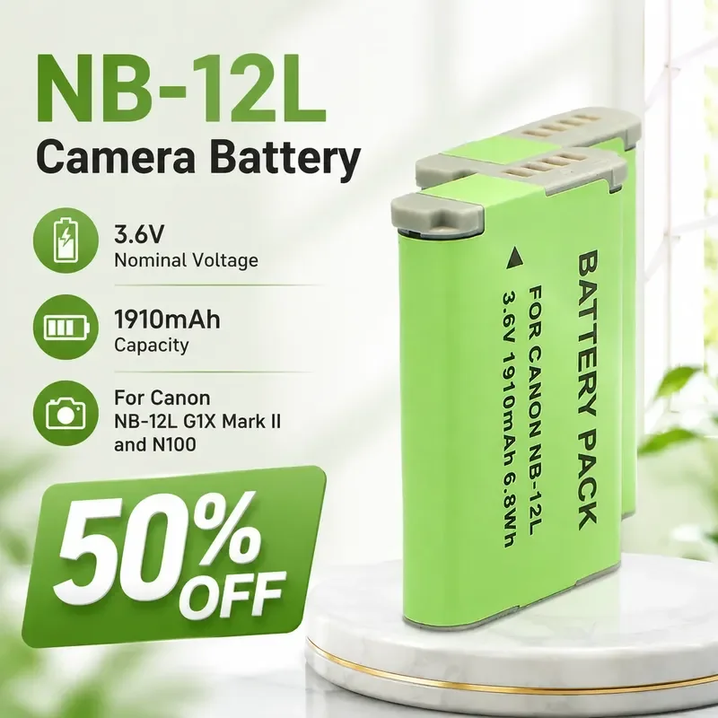 NB-12L 3.6V 1910mAh for Canon NB-12L G1X Mark II and N100 Camera Battery Pack Rechargeable Li-ion Digital Battery High