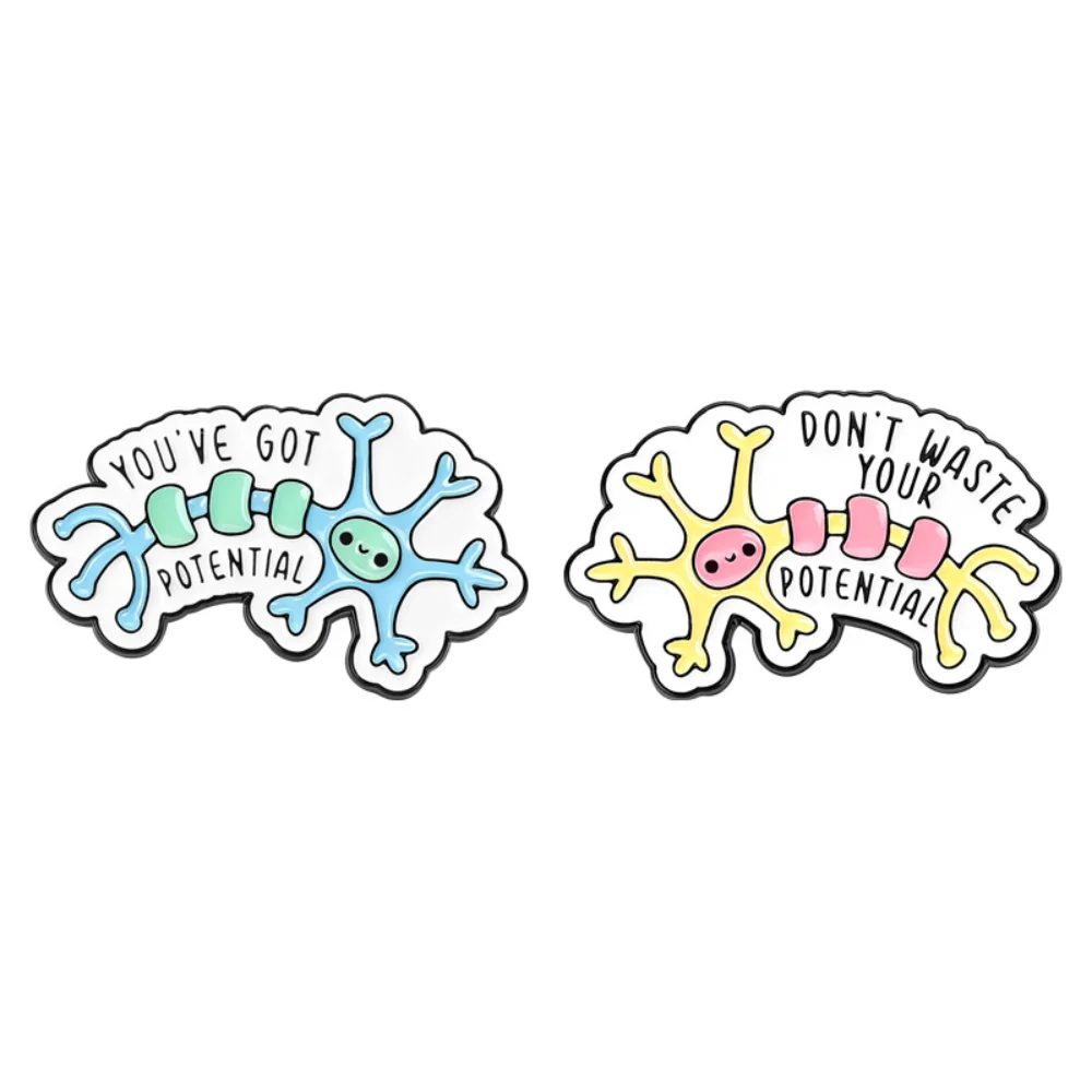 2pcs Enamel Brooch for Neuronal Cells Potential Neuron Pin Student Science Student Exclusive Cute Accessory Backpack Decoration