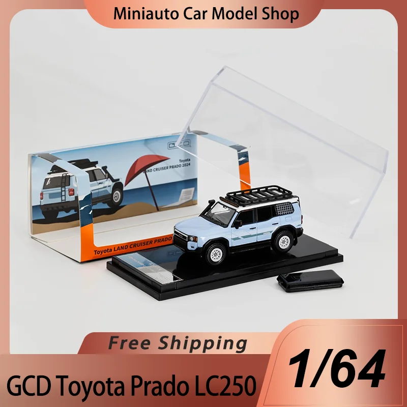 Nuevo en Stock, Modelo a Escala 1:64 de Toyota Land Cruiser Prado LC250 Azul, Miniatura de Aleación Fundida a Presión, Modelo de Auto SUV Toyota, Juguete Personalizado para Regalo