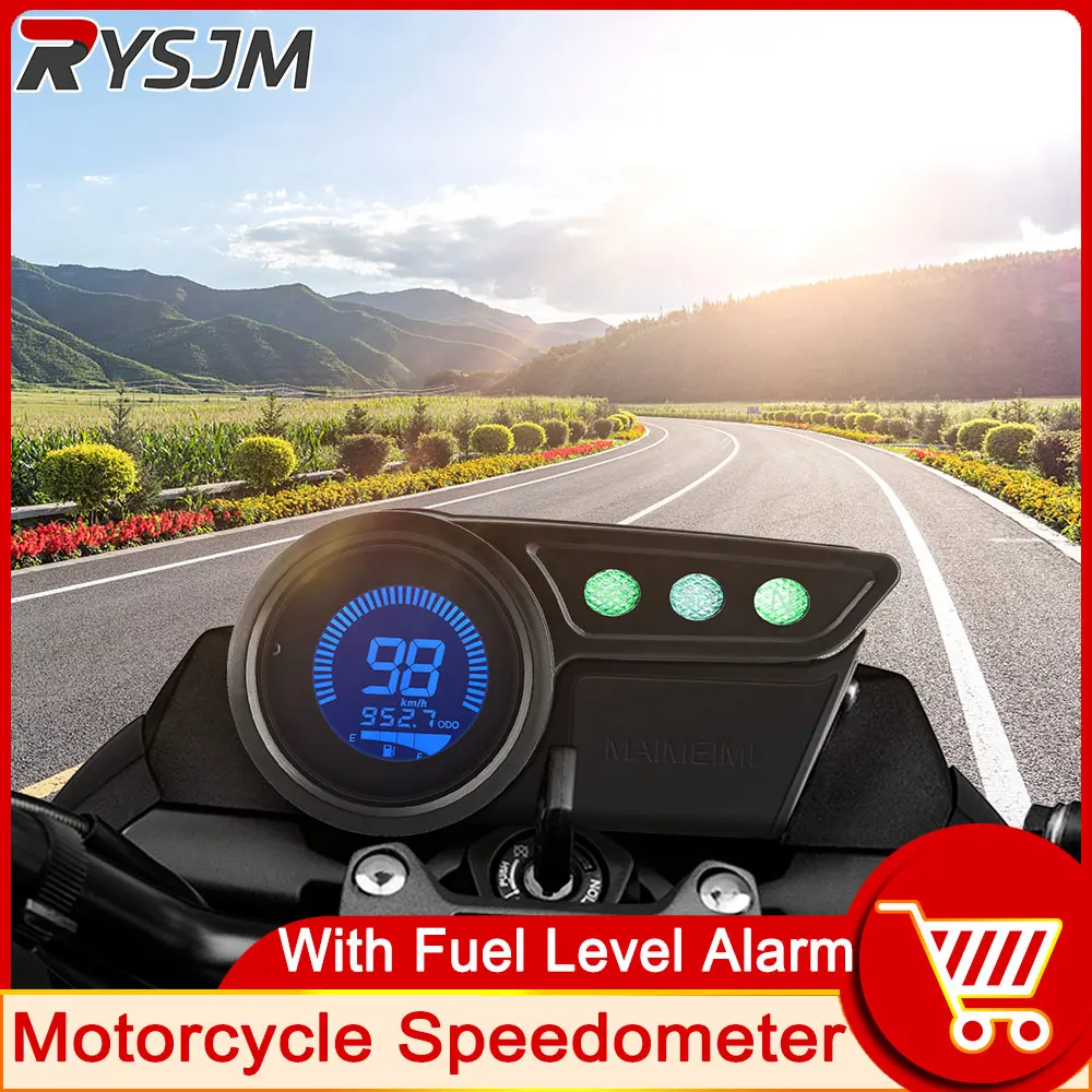 

Universal Motorcycle LCD Digital Speedometer 199km/h Motor Vehicle Odometer Meter Km/h MPH ODO TRIP 7 Colors Backlight Adjust