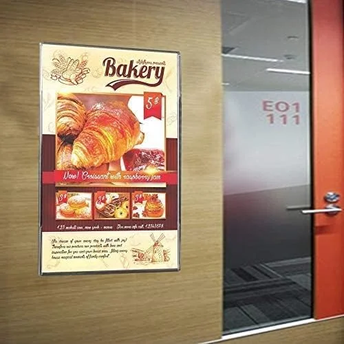 Acrylic Wall Sign Holder Clear Plastic Picture Frames, Wall Mounted Design for Office, Home