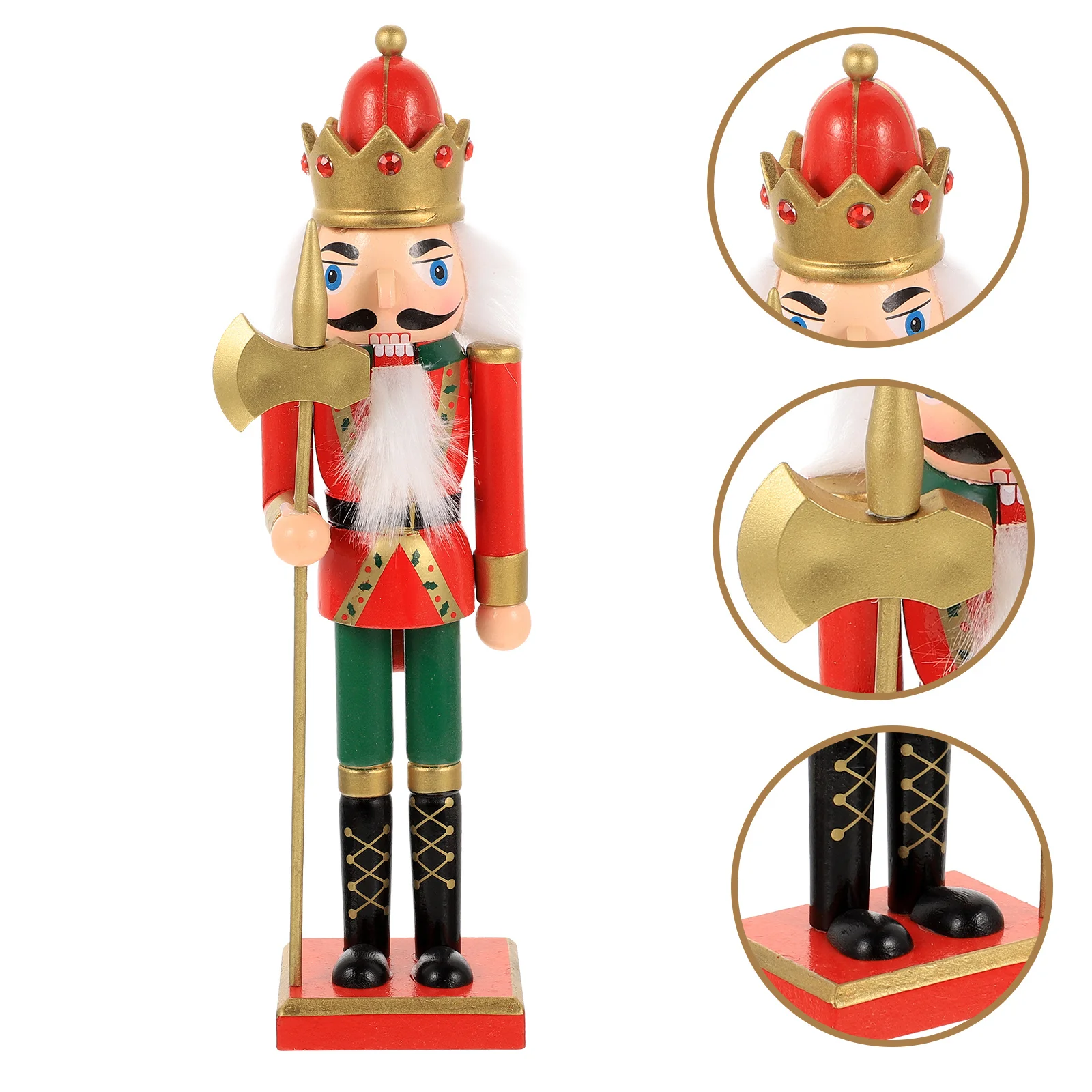 

Wooden Nutcracker Statue Lovely Soldier Design Christmas Desktop Decor Craft for Home Hotel Restaurant Coffee Shop Xmas Ornament
