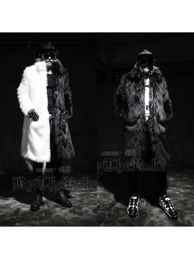 

Winter Fashion Faux Fur Black White Color Blocking Heavy Comfortable Charming Commuting Minimalist Lapel Exquisite Outerwear