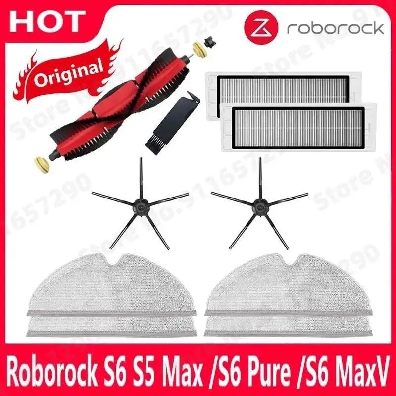 Roborock 분리형 메인 브러시 실리콘 사이드 브러시, 세척 가능한 필터 액세서리, S5 Max, E4, E5, S45 Max, S6 MaxV, 오리지널
