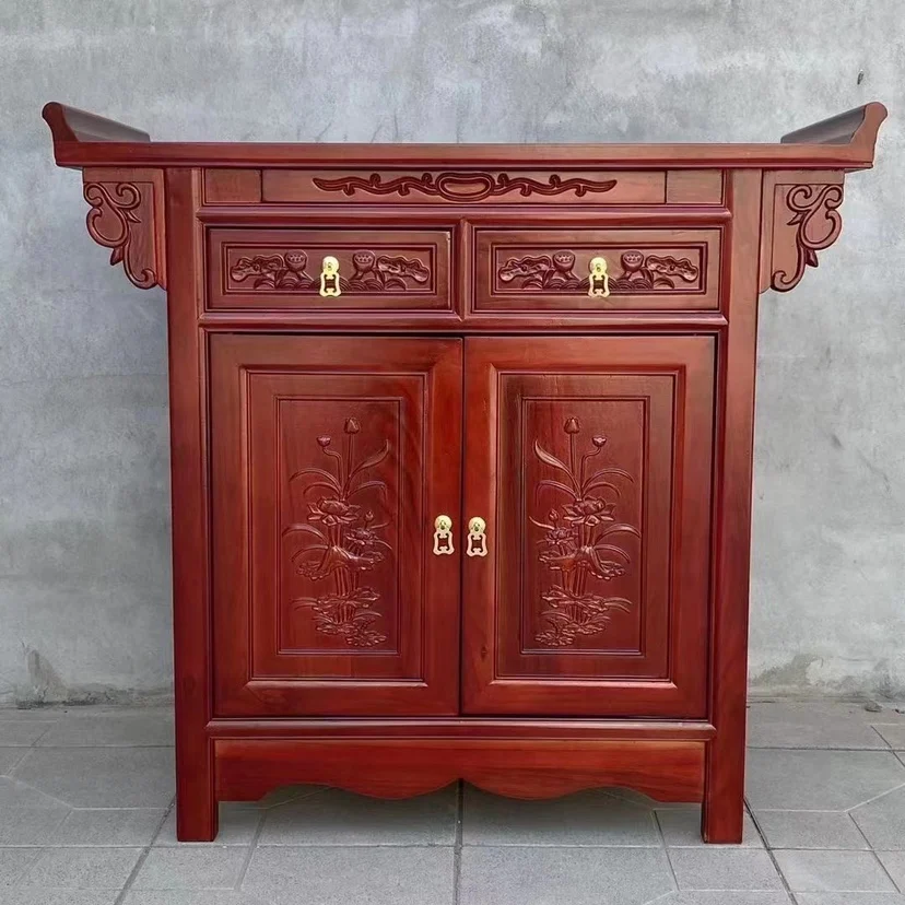 Elm Chinese-style household Buddha table, Shentai Buddha cabinet, solid wood classical offering incense case offering table,