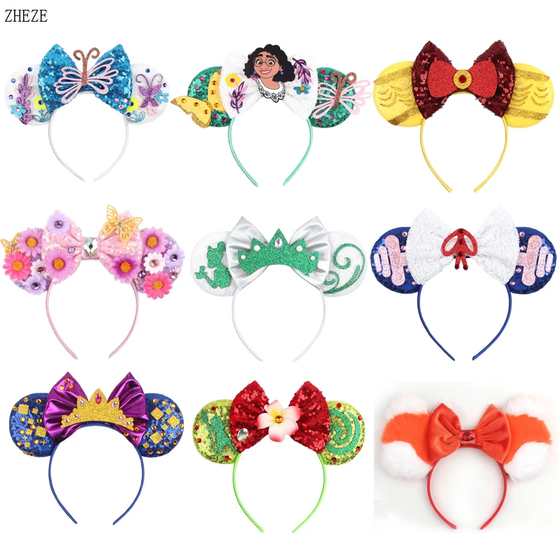 

10Pcs/Lot Chic Butterfly Mouse Ears Headband For Girls Sequins 5"Bow Hairband Women Festival DIY Hair Accessories Wholesales