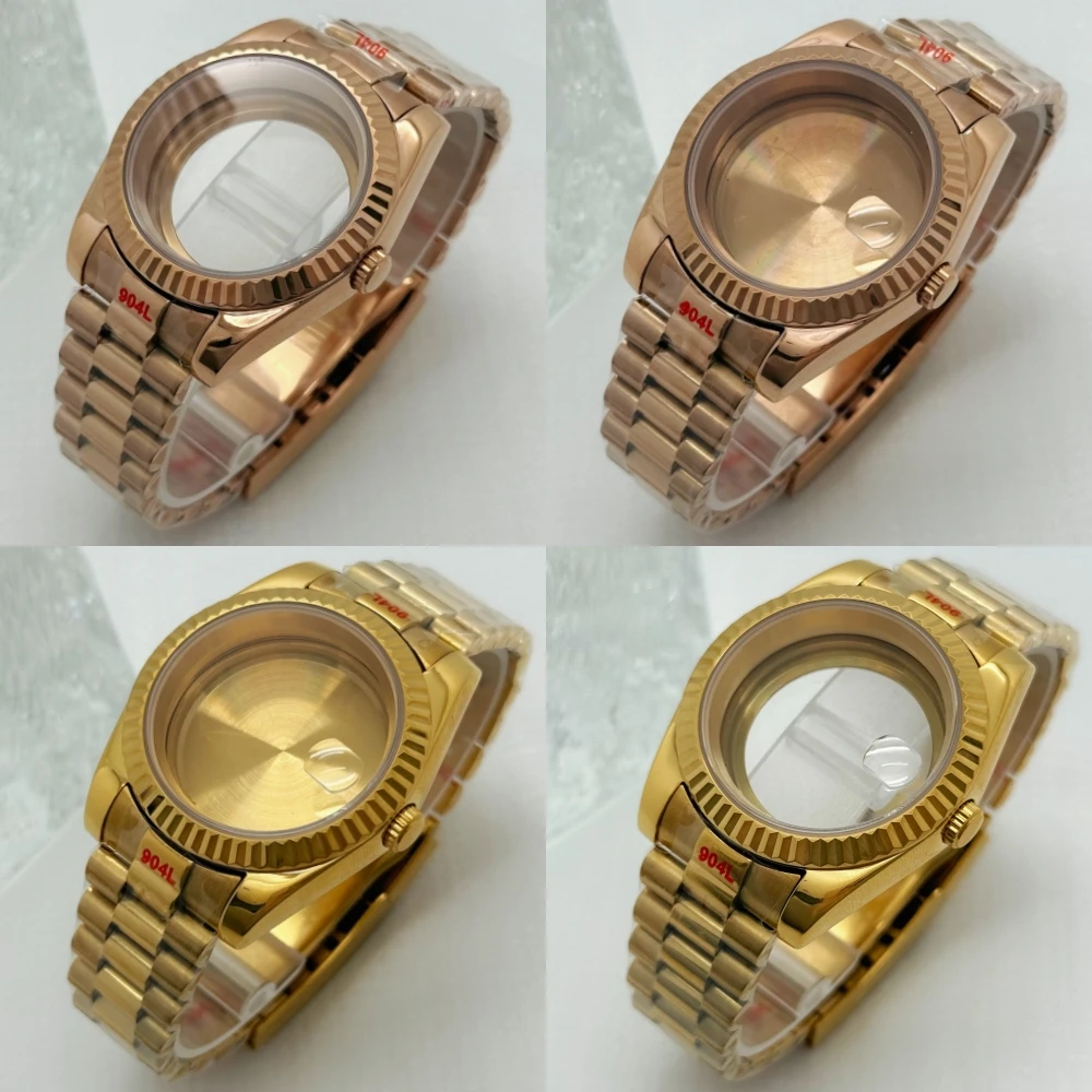 

36mm/39mm Sapphire Crystal Steel Watch Case for Seiko Datejust President NH35 NH36 NH38 Automatic Movement 28.5mm Dial Bracelet