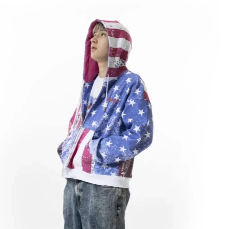 2026 American Flag Hoodies Men's and Women's Hoodies Sportswear Couple Hoodies Trendy Brand Gradient