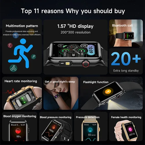 Imagen 2 del producto 2025 nuevo reloj inteligente para hombres ECG + PPG presión arterial oxígeno en sangre Monitor de salud deporte Fitness AI Vocie BT llamada linterna Smartwatch