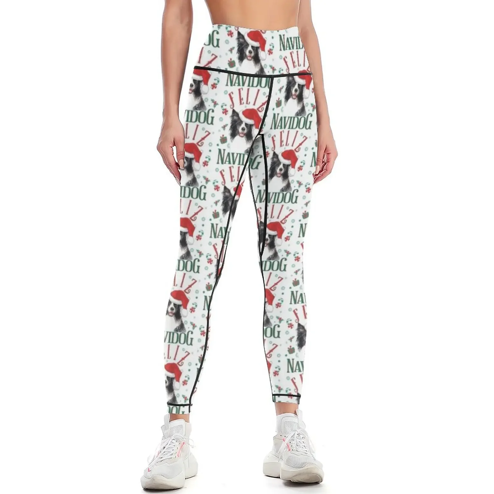 

Feliz Navidog Cute Border Collie Dog Wearing Christmas Hat Leggings sportswear woman gym 2025 sports for push up Womens Leggings