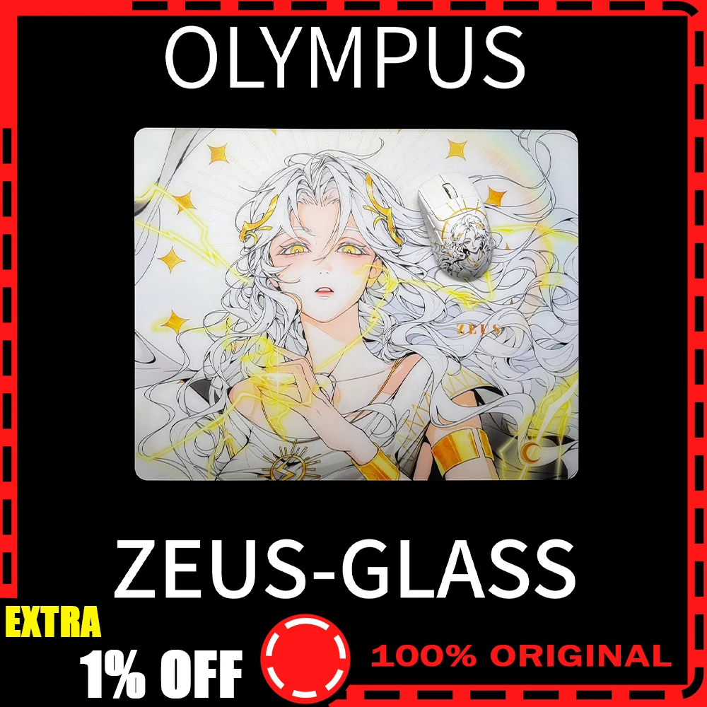 

Коврик для мыши OLYMPLEX ZEUS GLASS, прочный, гладкий, для игр, из стекла, с защитой от скольжения, для APEX, CSGO, Valorant, аксессуары для ПК, подарки