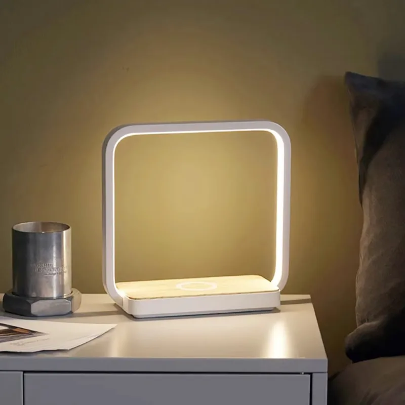 Bedside Lamp Wireless Charger LED Desk Lamp with Touch Control 3 Light Hues,Table Lamp Eye-caring Reading Light