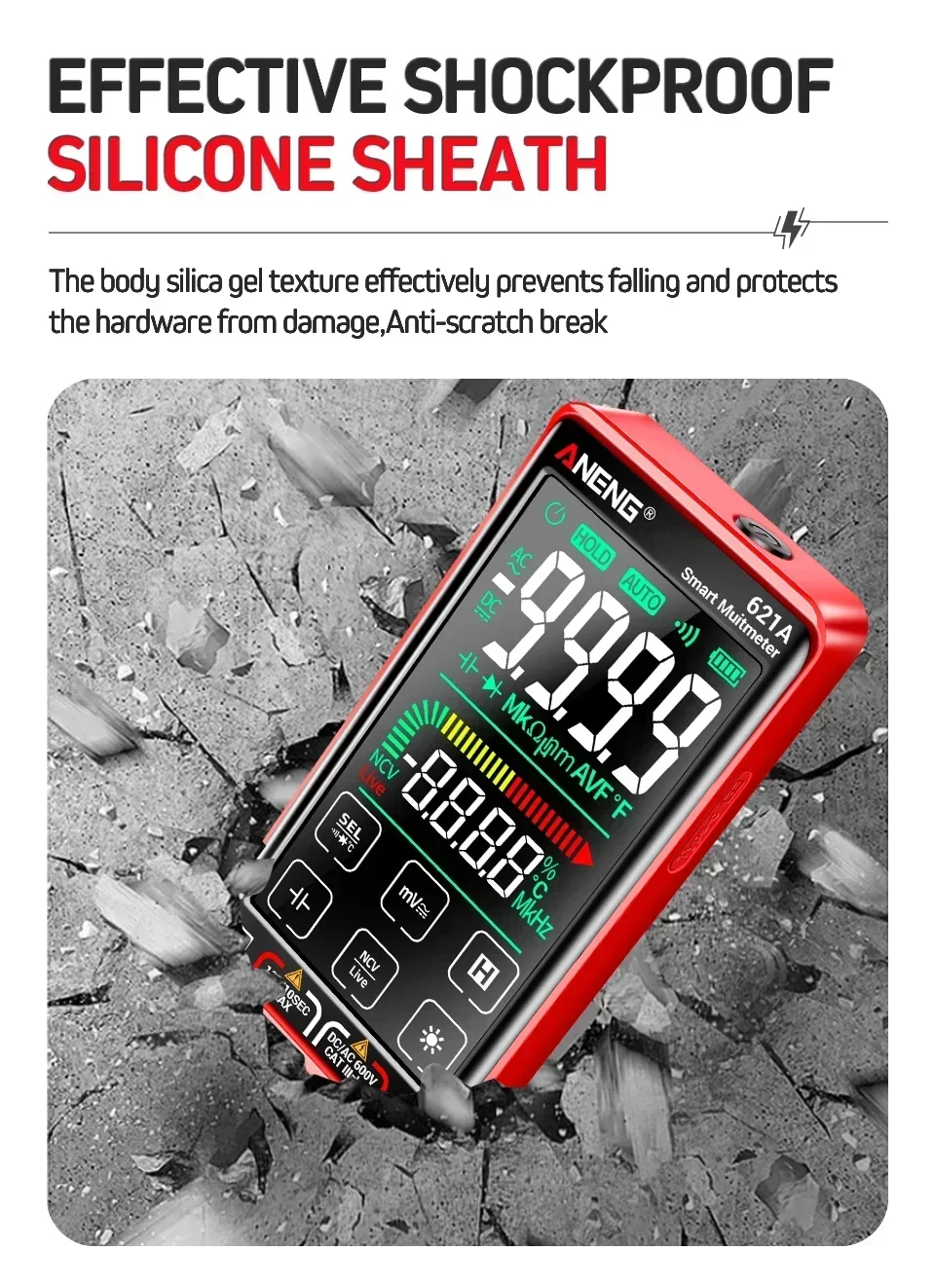 ANENG 620C/621A Digitales Multimeter AC/DC Spannungs- und Strommessgerät 6000 Anzeigen NCV Temperatur Kapazität Widerstand Frequenz ﻿ – Detail 20