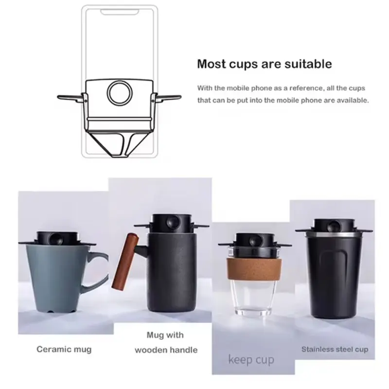

Stainless Steel Reusable Coffee Filter Portable Coffee Maker Drip Coffee Tea Holder Paperless Pour Over Coffee Dripper-Y48A