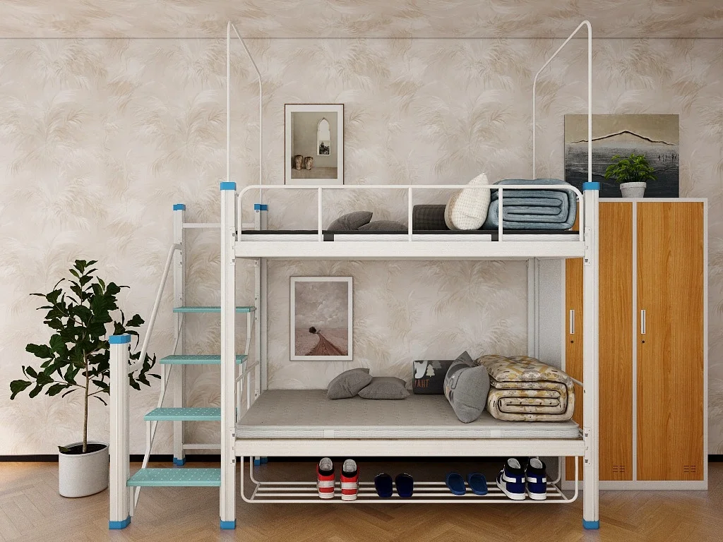 Metal Bedroom Furniture Modern Design Steel Bunk Bed Frame for Adult/Children/Student/Staff/Labor Dormitory  Customizable/ Stock