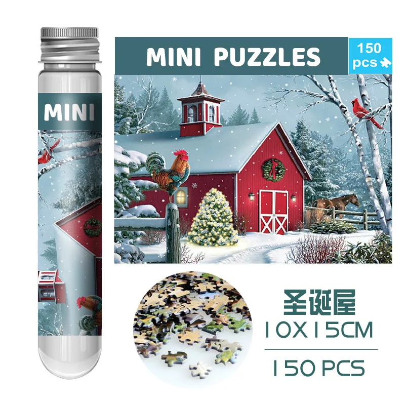 150PCS Mini Test Tube Jigsaw Puzzle Decompression Toys Fidget Toys Famous Painting Puzzle for Aldult Family Game Educational Toy